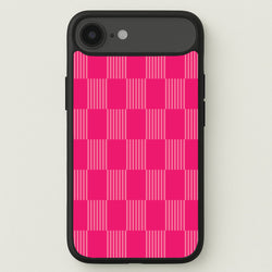 Neon Pink Checkered Abstract Pattern Phone Case for iPhone 17 Air