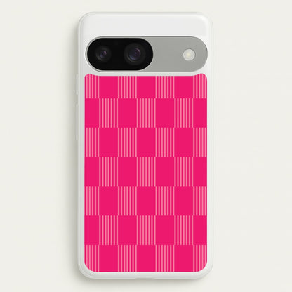 Neon Pink Checkered Abstract Pattern  - Abstract Patterns Phone Case for Google Pixel 9 / 9 Pro