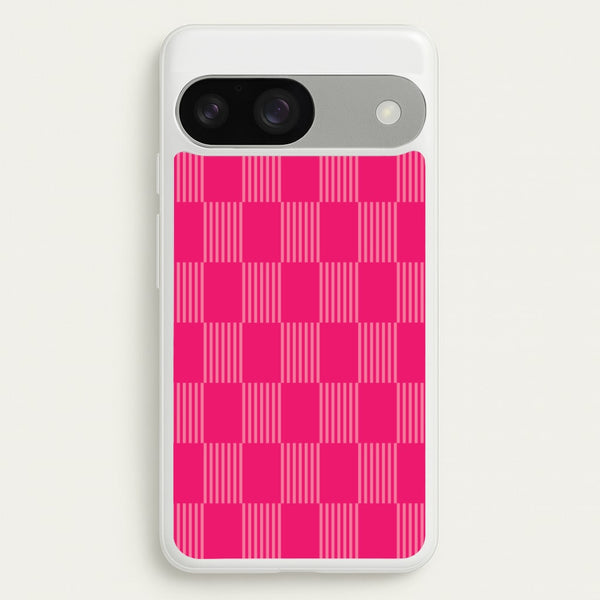 Neon Pink Checkered Abstract Pattern  - Abstract Patterns Phone Case for Google Pixel 9 / 9 Pro