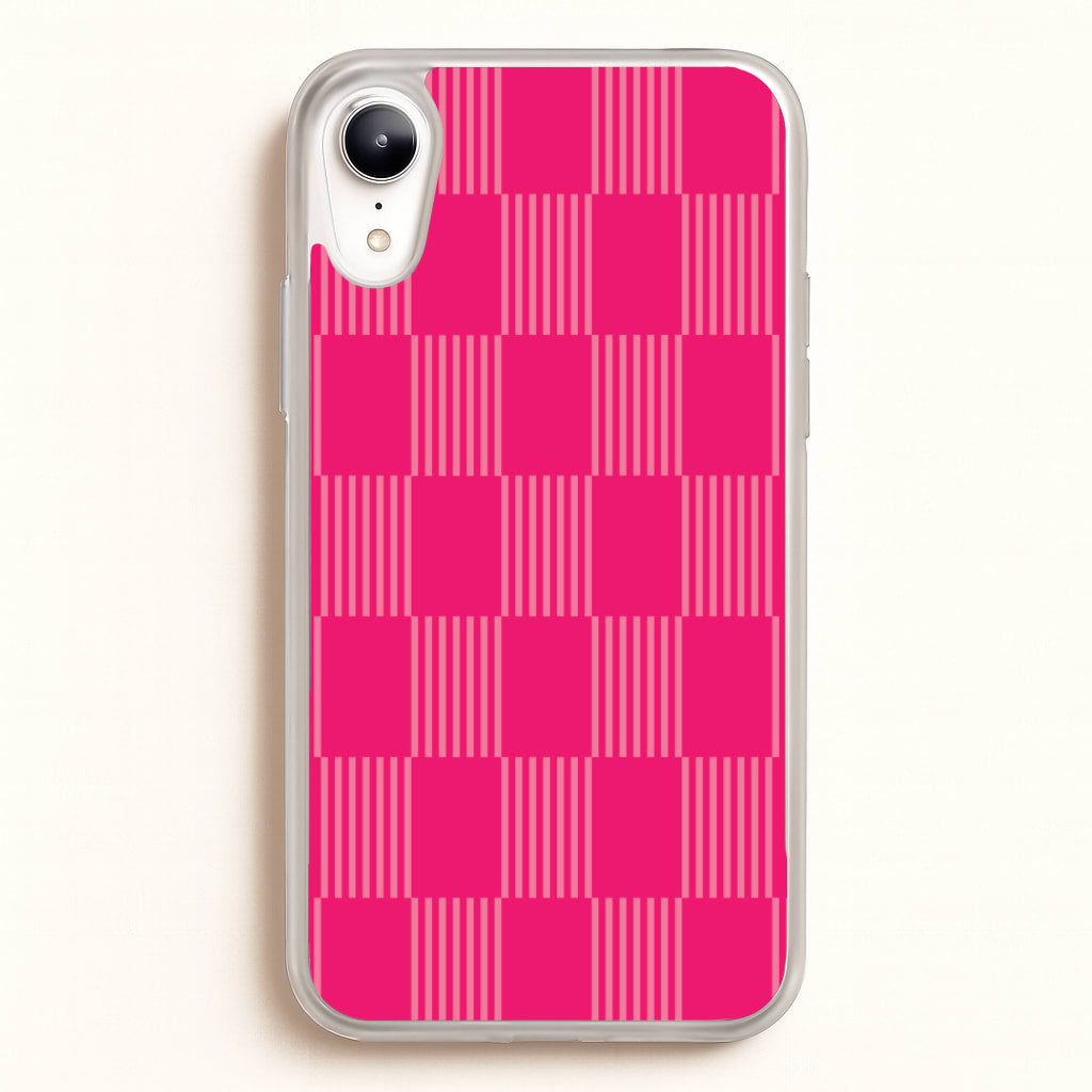 Neon Pink Checkered Abstract Pattern  - Abstract Patterns Phone Case for iPhone XR