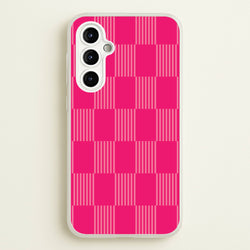 Neon Pink Checkered Abstract Pattern  - Abstract Patterns Phone Case for Galaxy A54