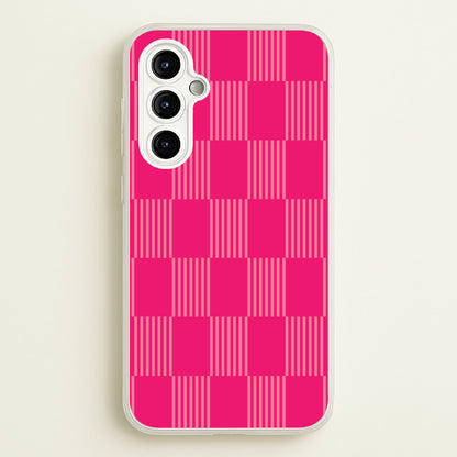 Neon Pink Checkered Abstract Pattern  - Abstract Patterns Phone Case for Galaxy A54