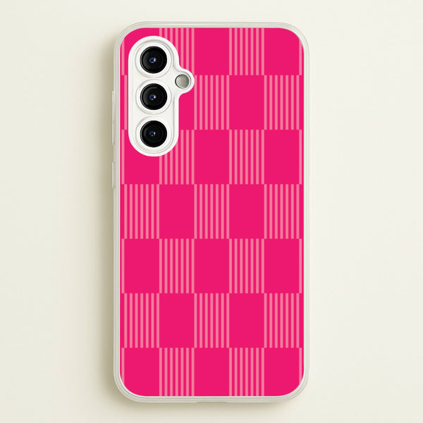 Neon Pink Checkered Abstract Pattern  - Abstract Patterns Phone Case for Galaxy A54