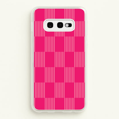 Neon Pink Checkered Abstract Pattern  - Abstract Patterns Phone Case for Galaxy S10e
