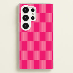 Neon Pink Checkered Abstract Pattern  - Abstract Patterns Phone Case for Galaxy S25 Ultra