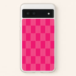 Neon Pink Checkered Abstract Pattern  - Abstract Patterns Phone Case for Google Pixel 6a