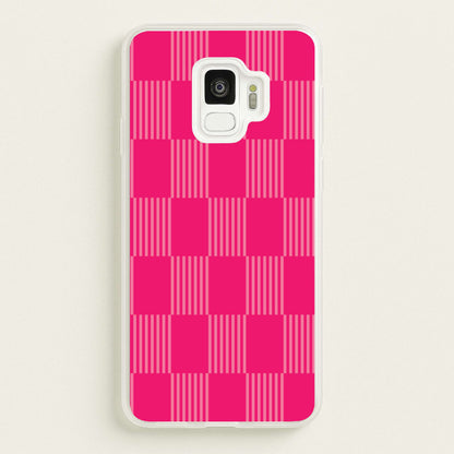 Neon Pink Checkered Abstract Pattern  - Abstract Patterns Phone Case for Galaxy S9