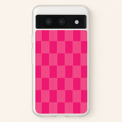 Neon Pink Checkered Abstract Pattern  - Abstract Patterns Phone Case for Google Pixel 8a