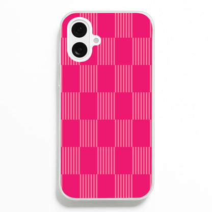 Neon Pink Checkered Abstract Pattern  - Abstract Patterns Phone Case for iPhone 16 Plus