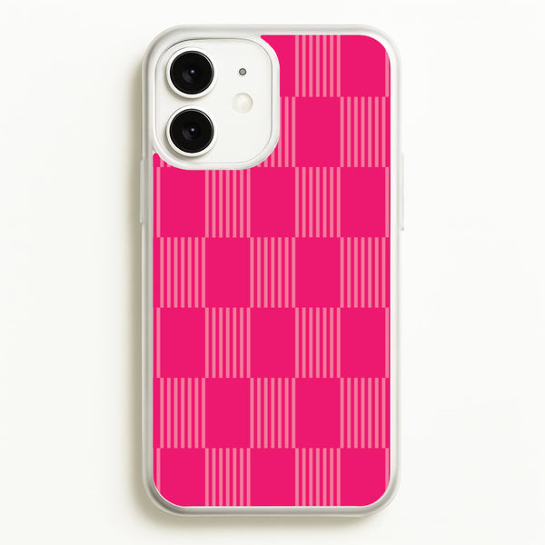 Neon Pink Checkered Abstract Pattern  - Abstract Patterns Phone Case for iPhone 11