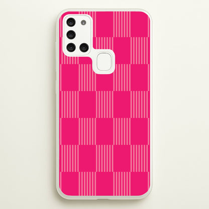Neon Pink Checkered Abstract Pattern  - Abstract Patterns Phone Case for Galaxy A21s