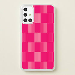 Neon Pink Checkered Abstract Pattern  - Abstract Patterns Phone Case for Galaxy A71