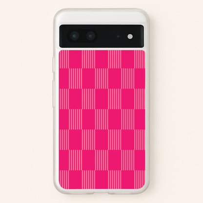Neon Pink Checkered Abstract Pattern  - Abstract Patterns Phone Case for Google Pixel 7