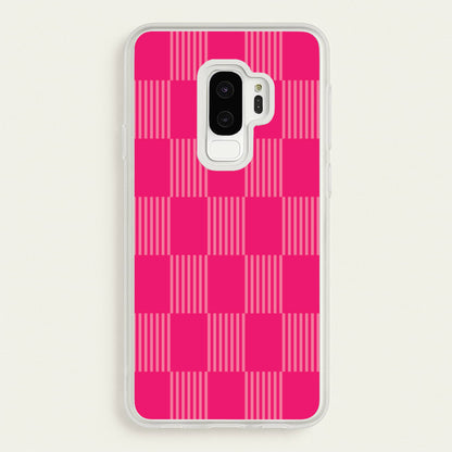 Neon Pink Checkered Abstract Pattern  - Abstract Patterns Phone Case for Galaxy S9 Plus