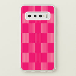 Neon Pink Checkered Abstract Pattern  - Abstract Patterns Phone Case for Galaxy S10