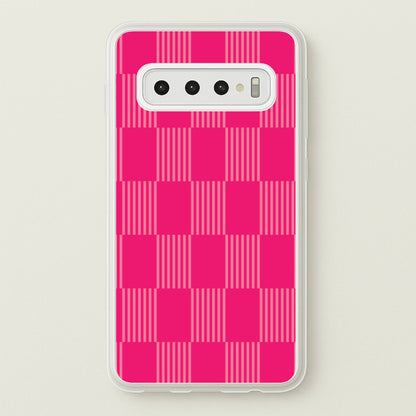 Neon Pink Checkered Abstract Pattern  - Abstract Patterns Phone Case for Galaxy S10