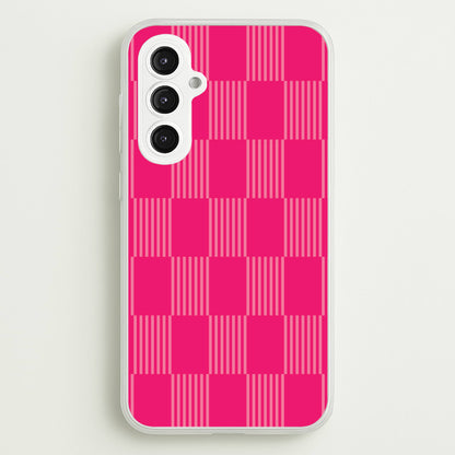 Neon Pink Checkered Abstract Pattern  - Abstract Patterns Phone Case for Galaxy S23FE
