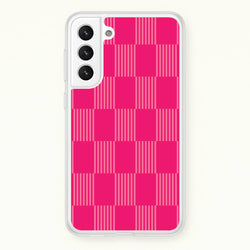 Neon Pink Checkered Abstract Pattern  - Abstract Patterns Phone Case for Galaxy S22