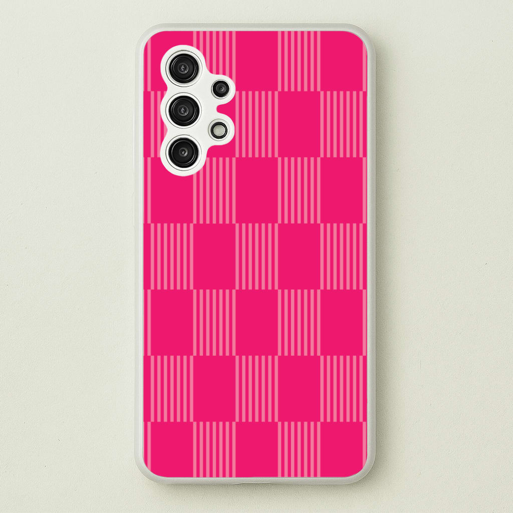 Neon Pink Checkered Abstract Pattern  - Abstract Patterns Phone Case for Galaxy A13