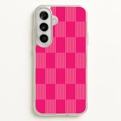 Neon Pink Checkered Abstract Pattern  - Abstract Patterns Phone Case for Galaxy A56