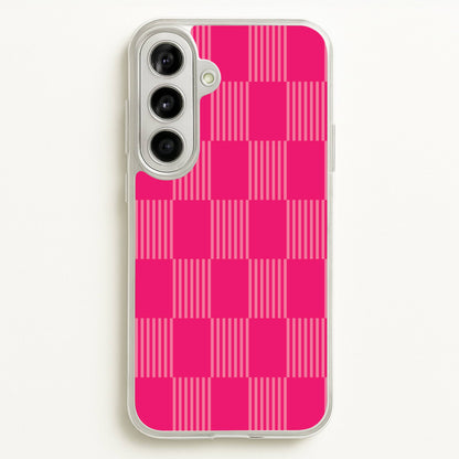 Neon Pink Checkered Abstract Pattern  - Abstract Patterns Phone Case for Galaxy A56