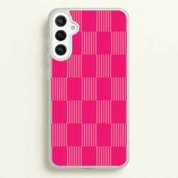 Neon Pink Checkered Abstract Pattern  - Abstract Patterns Phone Case for Galaxy A36