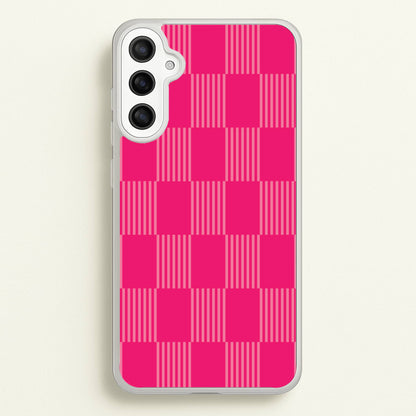 Neon Pink Checkered Abstract Pattern  - Abstract Patterns Phone Case for Galaxy A36