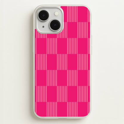 Neon Pink Checkered Abstract Pattern  - Abstract Patterns Phone Case for iPhone 13 Mini