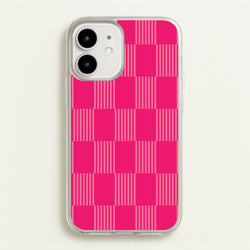 Neon Pink Checkered Abstract Pattern  - Abstract Patterns Phone Case for iPhone 12 / 12 Pro