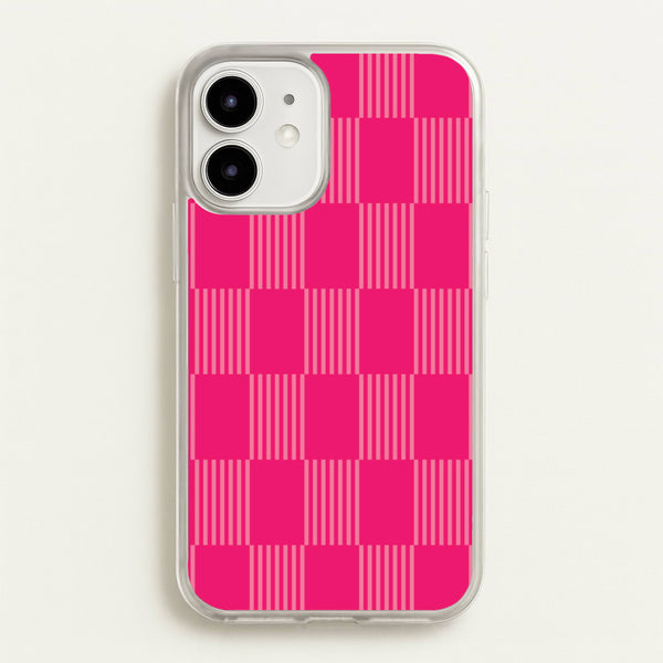 Neon Pink Checkered Abstract Pattern  - Abstract Patterns Phone Case for iPhone 12 / 12 Pro