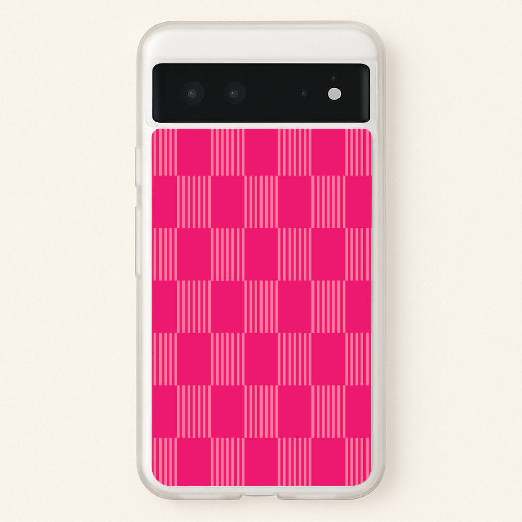 Neon Pink Checkered Abstract Pattern  - Abstract Patterns Phone Case for Google Pixel 6