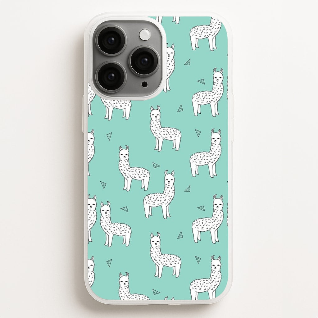 Mint Alpaca Pattern Phone Case