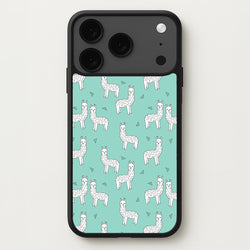 Mint Alpaca Pattern Phone Case for iPhone 17 Pro