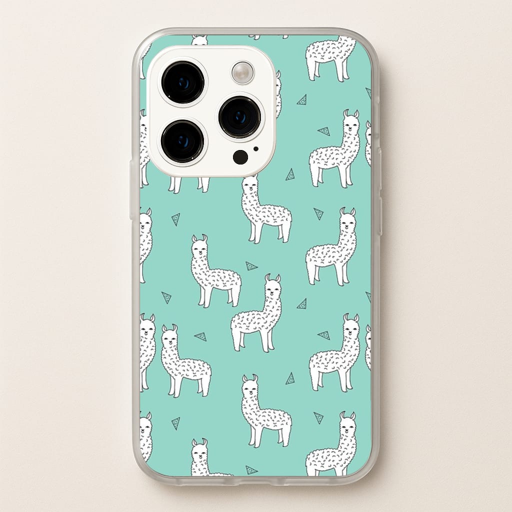 Mint Alpaca Pattern  -  Phone Case for iPhone 15 Pro Max