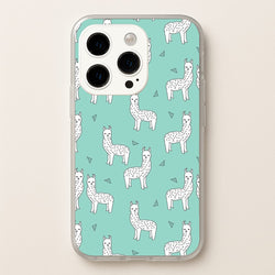 Mint Alpaca Pattern  -  Phone Case for iPhone 15 Pro Max
