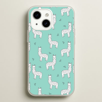 Mint Alpaca Pattern  -  Phone Case for iPhone 14 Plus