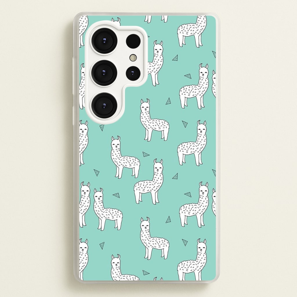 Mint Alpaca Pattern  -  Phone Case for Galaxy S25 Ultra