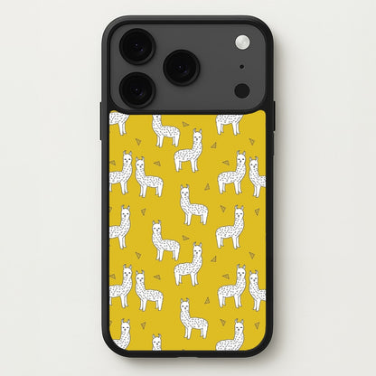 Mustard Alpaca Pattern Phone Case for iPhone 17 Pro
