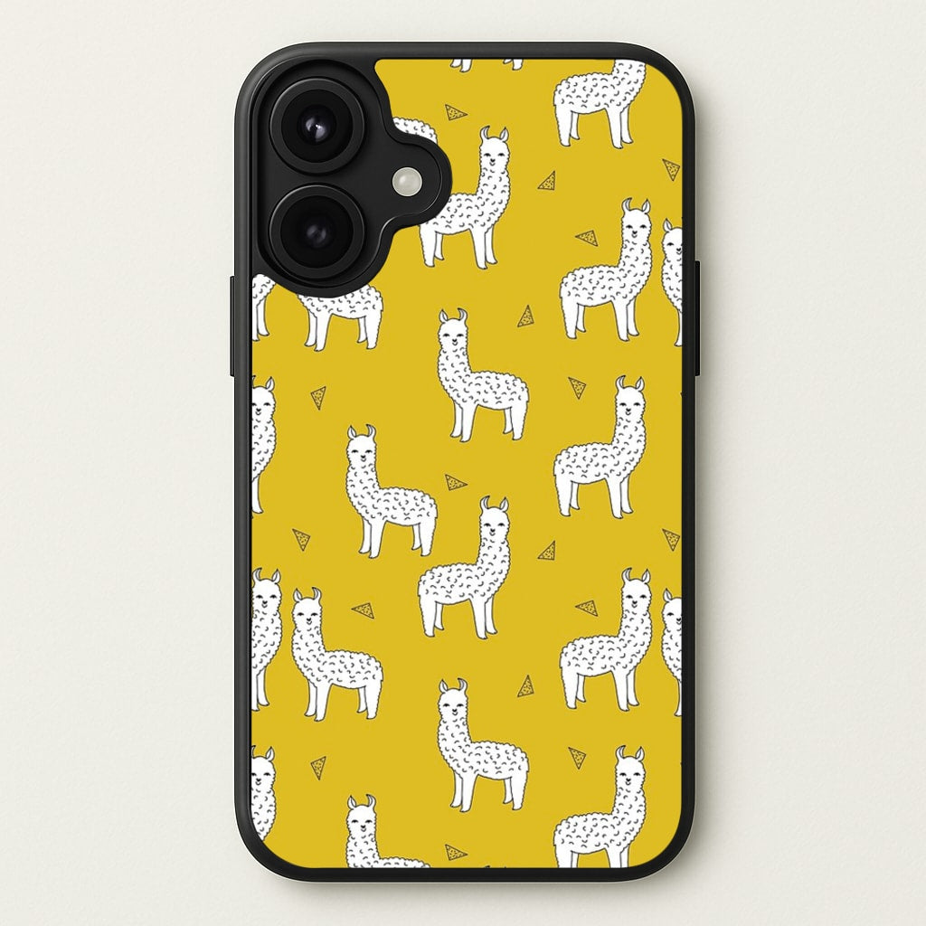 Mustard Alpaca Pattern Phone Case for iPhone 17