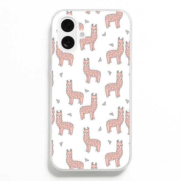Pale Pink Alpaca Pattern  -  Phone Case for iPhone 16 Plus