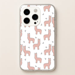 Pale Pink Alpaca Pattern  -  Phone Case for iPhone 14 Pro Max