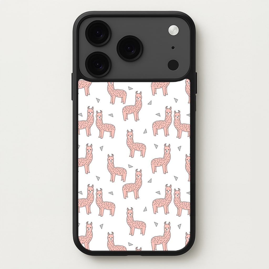 Pale Pink Alpaca Pattern Phone Case for iPhone 17 Pro