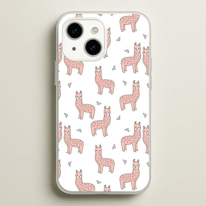 Pale Pink Alpaca Pattern  -  Phone Case for iPhone 15