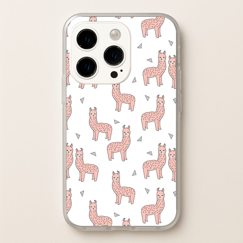 Pale Pink Alpaca Pattern  -  Phone Case for iPhone 15 Pro Max