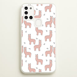 Pale Pink Alpaca Pattern  -  Phone Case for Galaxy A21s