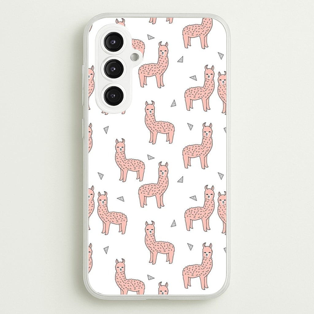 Pale Pink Alpaca Pattern  -  Phone Case for Galaxy S23FE