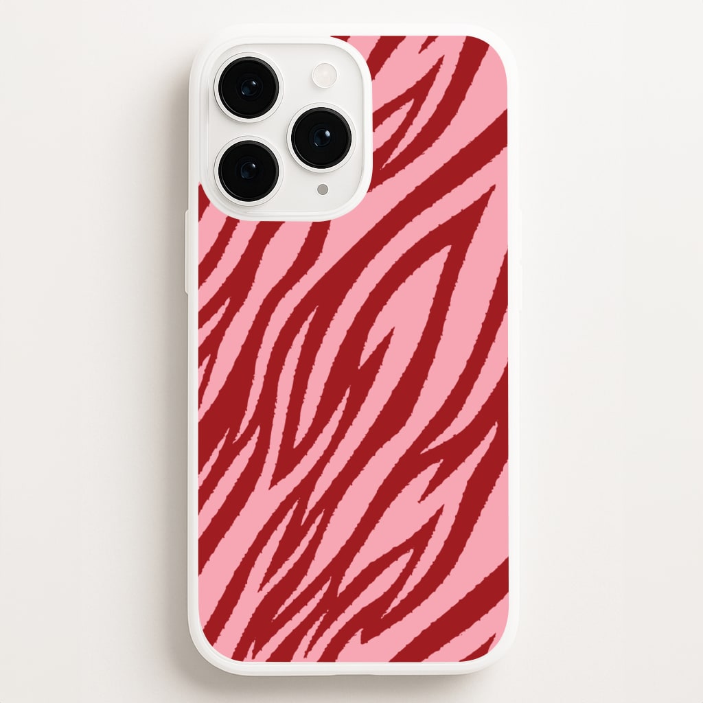 Red And Pink Tiger Print Phone Case