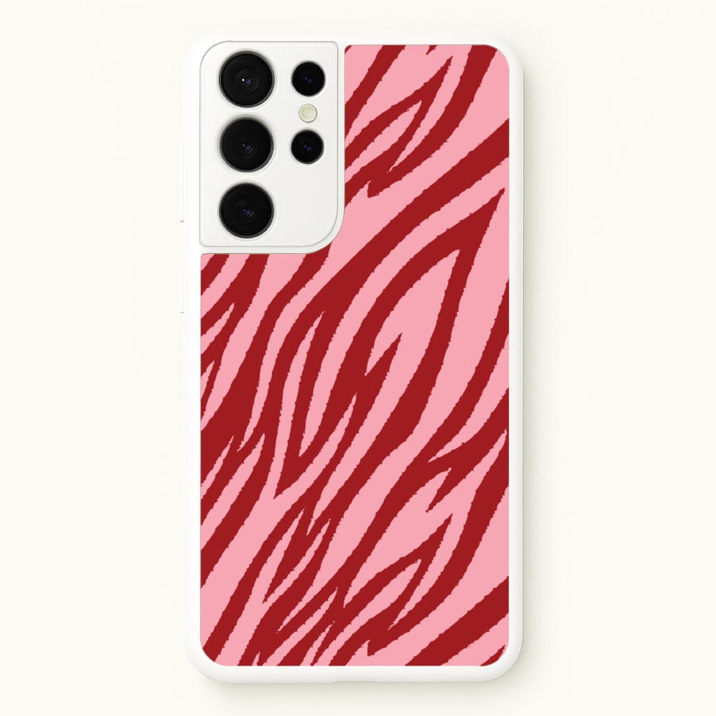 Red And Pink Tiger Print  - Animal Patterns Phone Case for Galaxy S21 Ultra