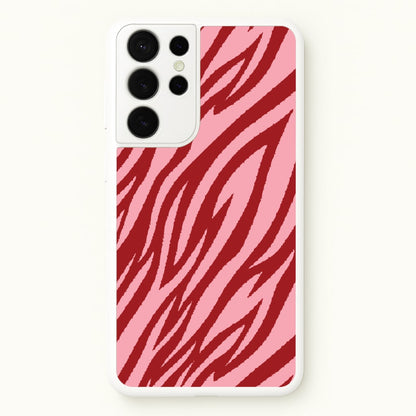 Red And Pink Tiger Print  - Animal Patterns Phone Case for Galaxy S21 Ultra