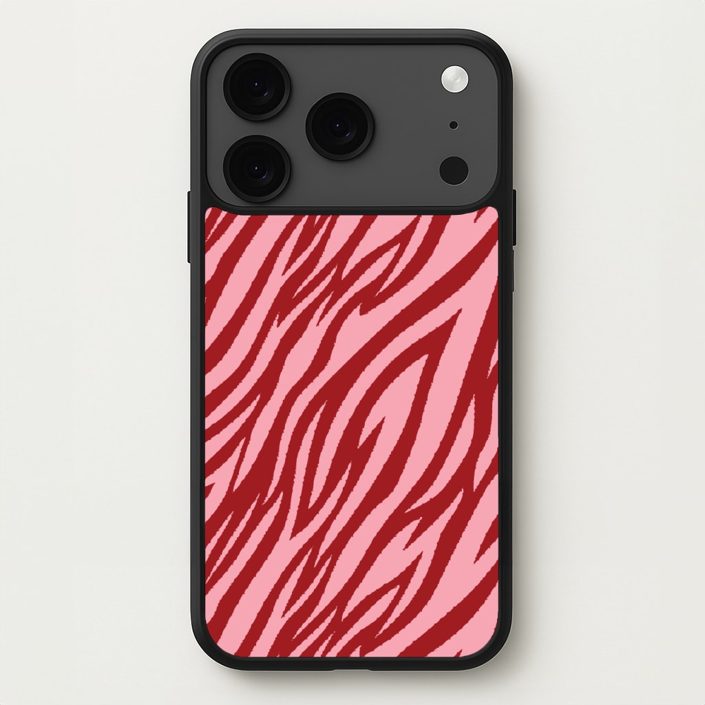 Red And Pink Tiger Print Phone Case for iPhone 17 Pro